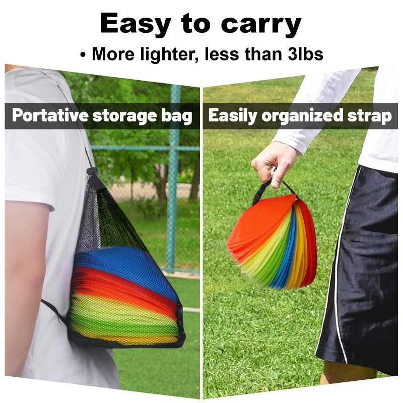 DUNCHATY 60PCS Sports Soccer Cones Agility Soccer Disc Cones with Carry Strap Carry Bag Training Soccer Cones, Field Marker Cones for Challenge Football Basketball Skating Kids Games Outdoor Indoor Sports - Image 5